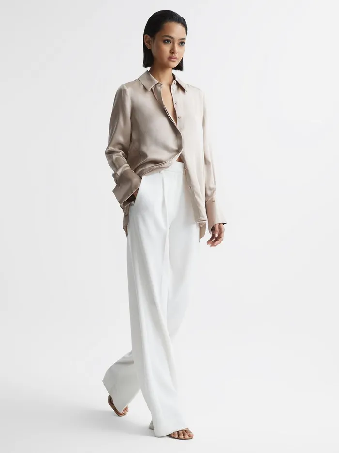 Women Reiss Blouses and Shirts Hailey Silk Shirt Champagne