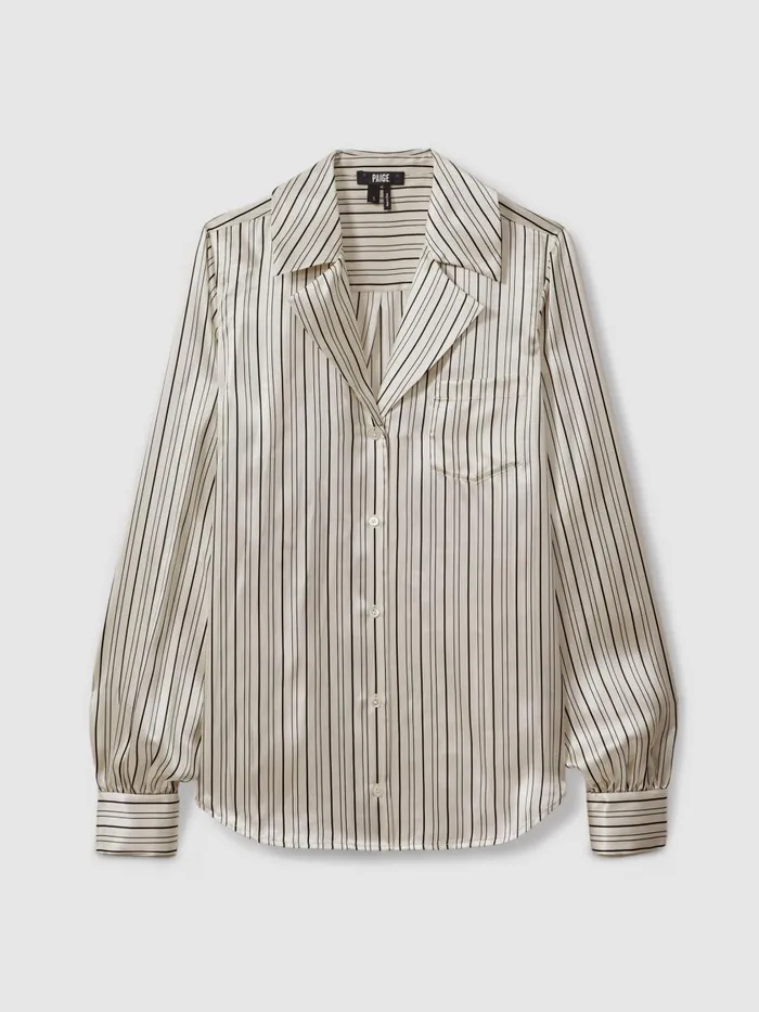 Women Reiss Blouses and Shirts Silk Striped Shirt Whiteblack