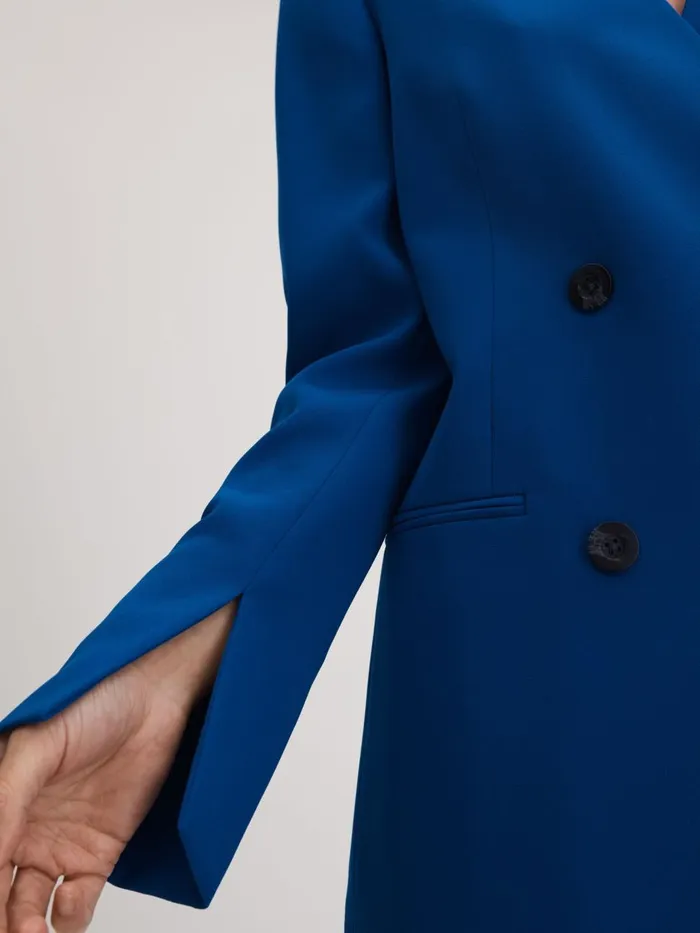 Women Reiss Brands Collarless Double Breasted Blazer Bright Blue