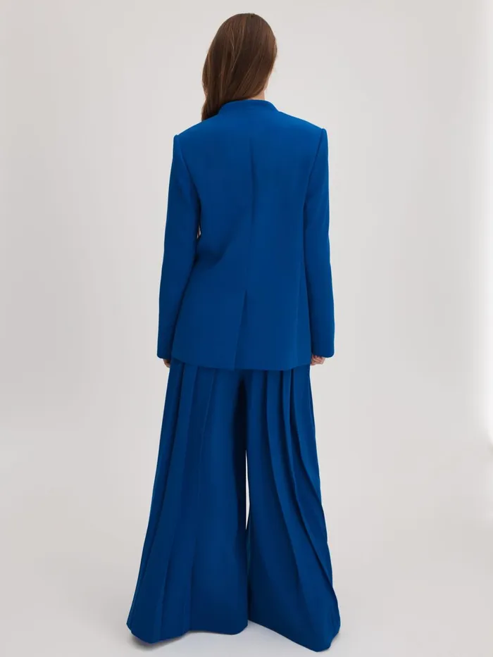 Women Reiss Brands Collarless Double Breasted Blazer Bright Blue