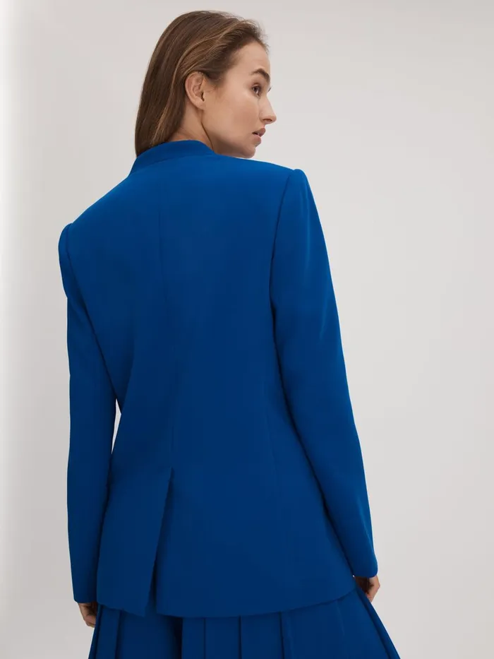 Women Reiss Brands Collarless Double Breasted Blazer Bright Blue