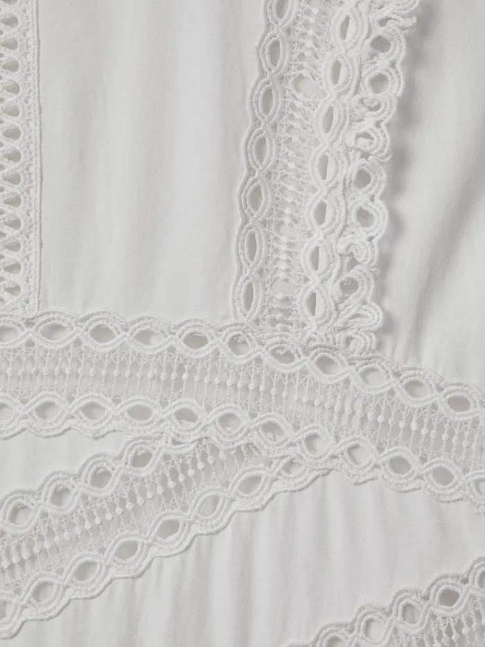 Women Reiss Brands Cotton Lace Midi Dress Ivory