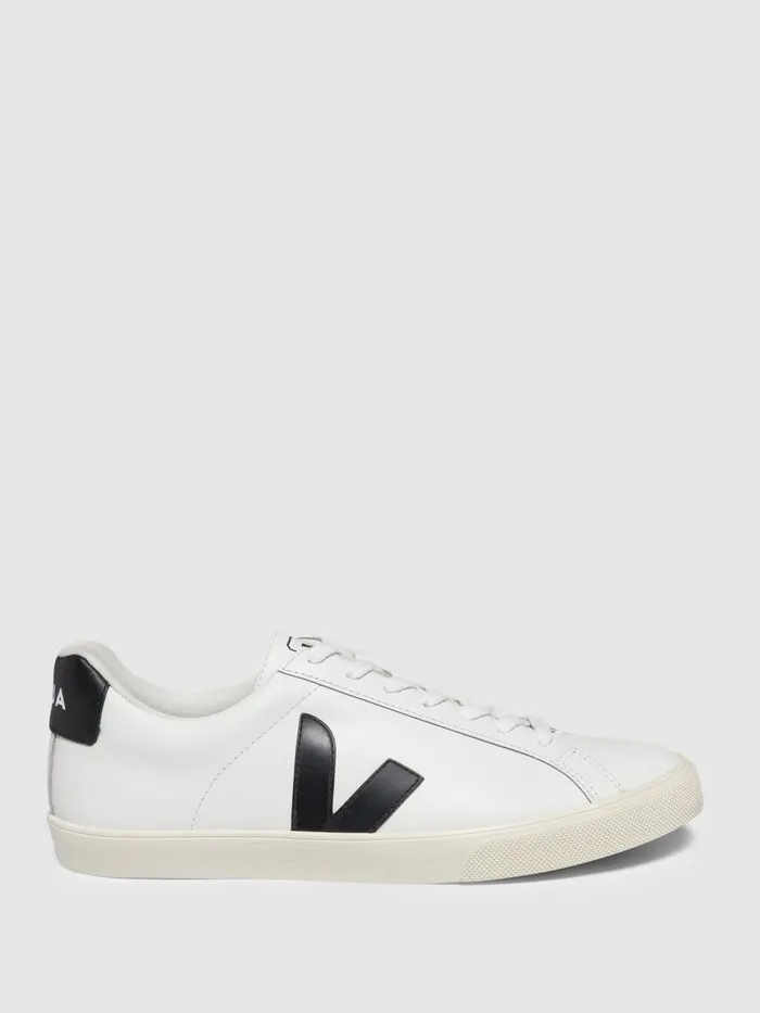 Women Reiss Brands Leather Trainers Extra White Black