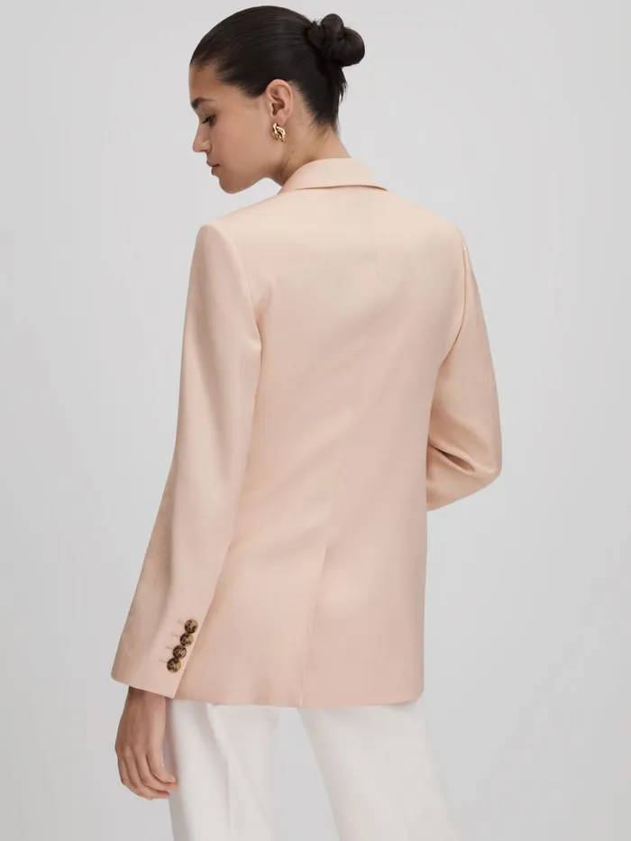 Women Reiss Coats Eve Double Breasted Satin Blazer Pink