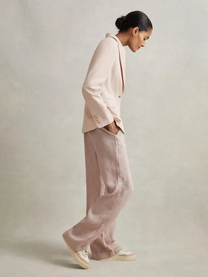 Women Reiss Coats Farrah Single Breasted Suit Blazer With TENCEL Fibers Pink
