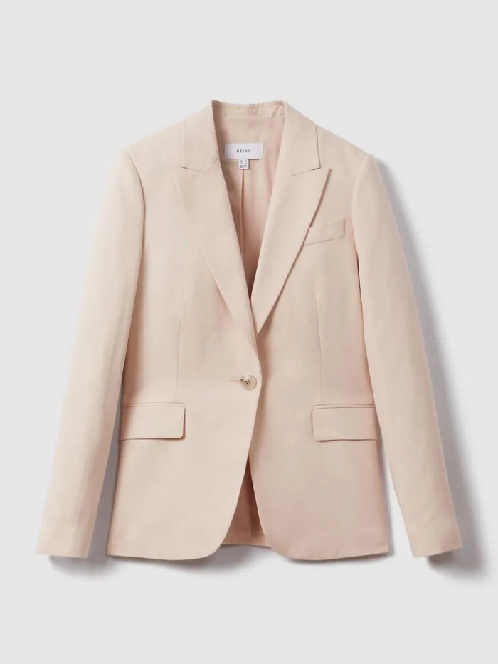 Women Reiss Coats Farrah Single Breasted Suit Blazer With TENCEL Fibers Pink