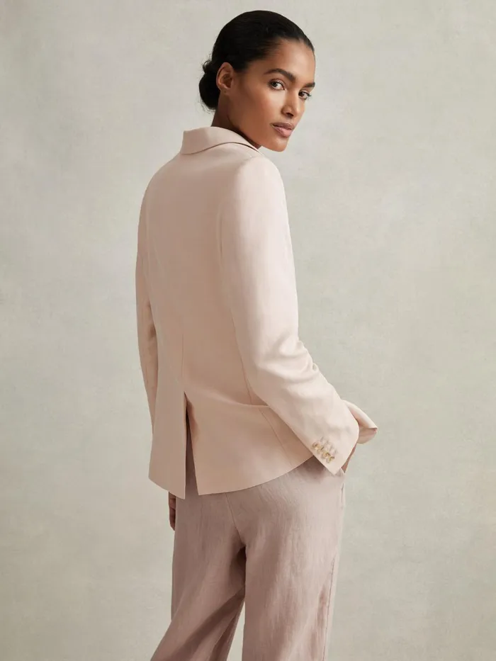 Women Reiss Coats Farrah Single Breasted Suit Blazer With TENCEL Fibers Pink