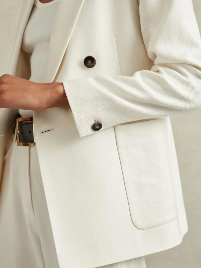 Women Reiss Coats Larsson Double Breasted Twill Blazer White