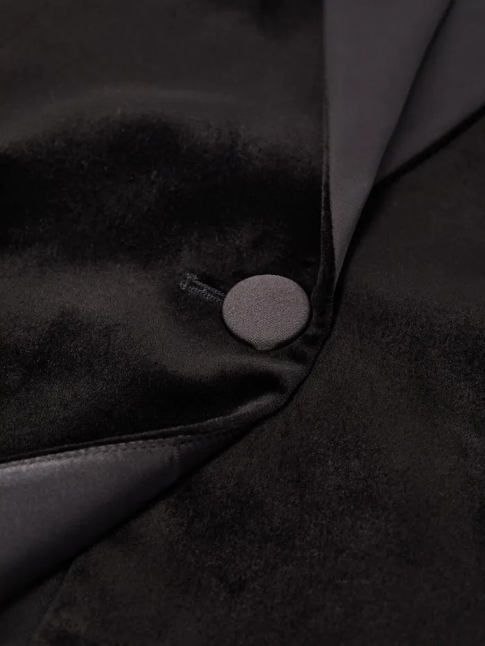 Women Reiss Coats Opal Fitted Velvet Single Breasted Suit Blazer Black