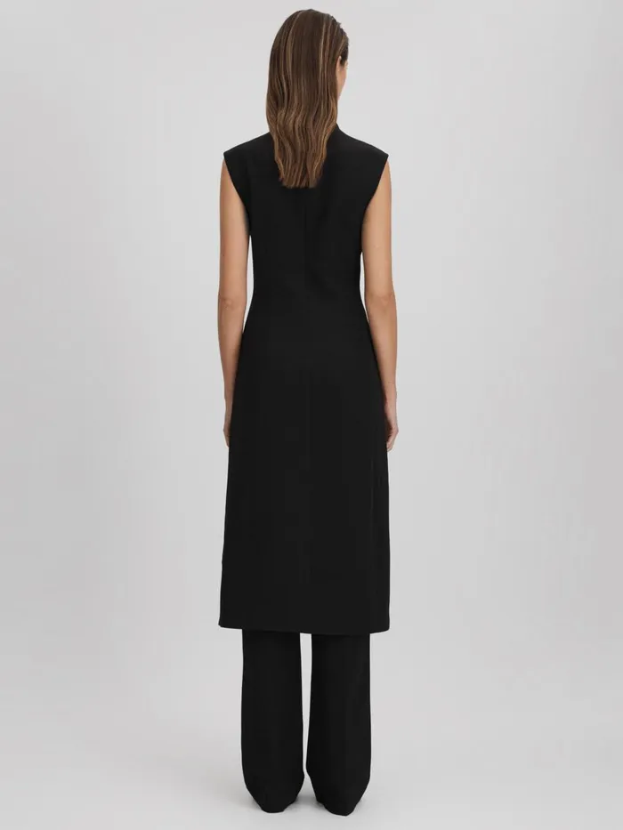 Women Reiss Dresses Cowl Neck Wrap Midi Dress Black