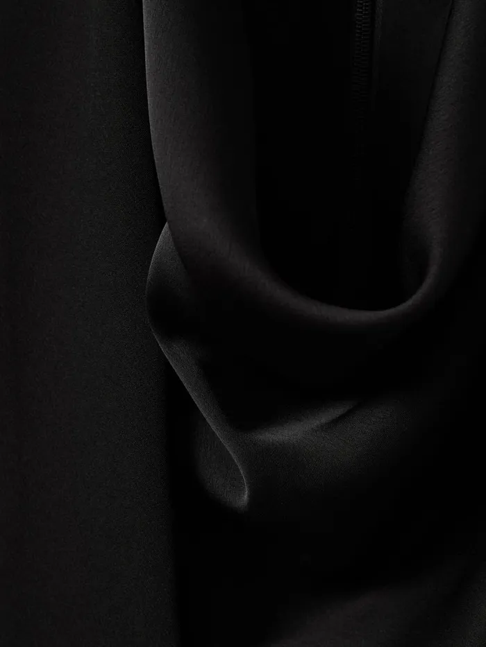 Women Reiss Dresses Cowl Neck Wrap Midi Dress Black