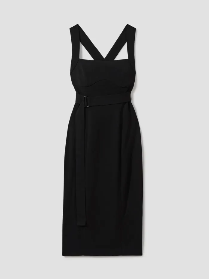 Women Reiss Dresses Nylah CrossBack Belted Bodycon Midi Dress Black