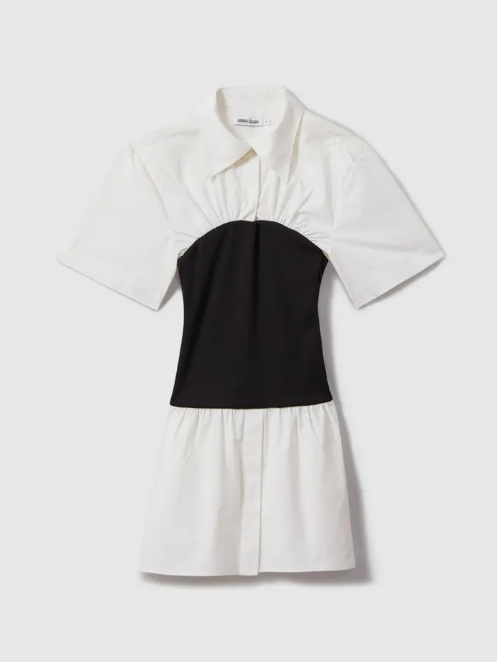 Women Reiss Dresses Quan Hybrid Shirt Mini Dress White