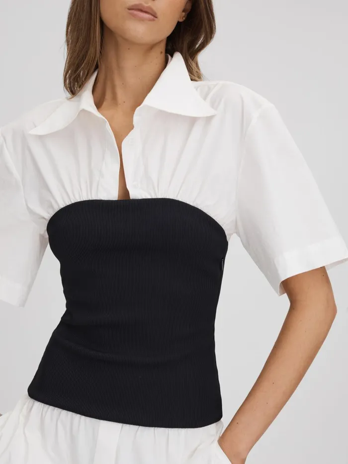 Women Reiss Dresses Quan Hybrid Shirt Mini Dress White