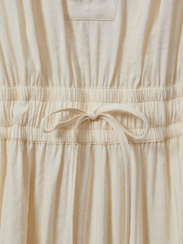 Women Reiss Dresses Taylor Drawstring Waist Tiered Midi Dress Neutral