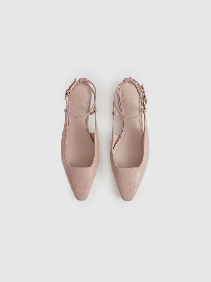 Women Reiss Flats Freya Leather Slingback Ballerina Flats Nude