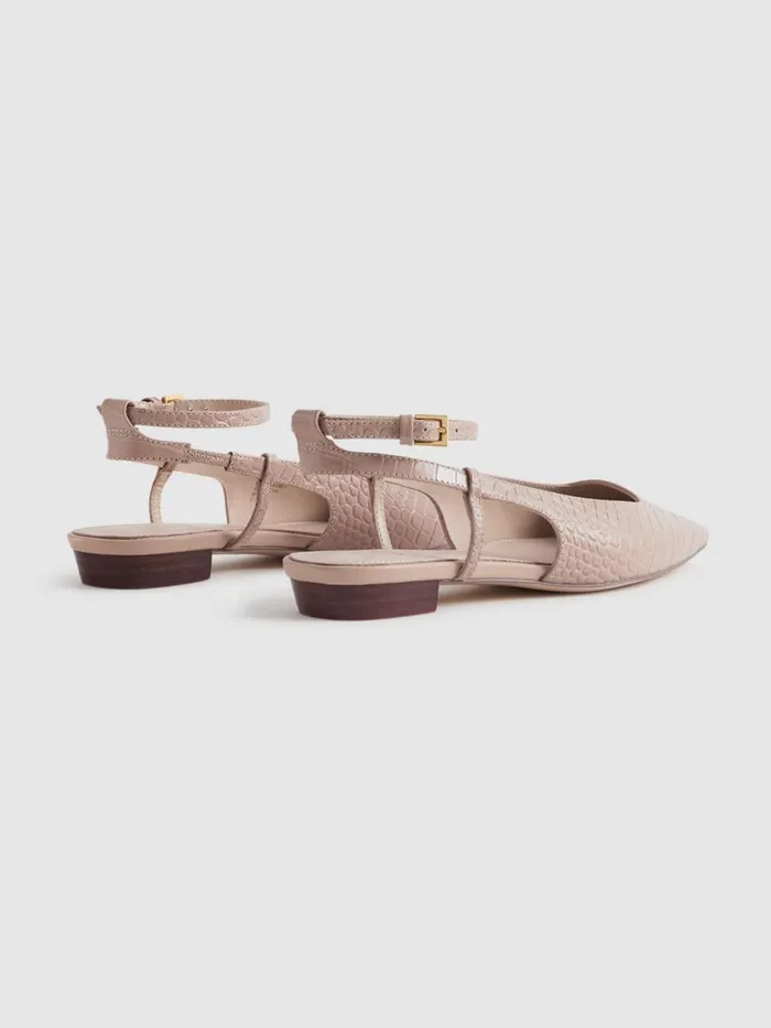 Women Reiss Flats Freya Leather Slingback Ballerina Flats Nude