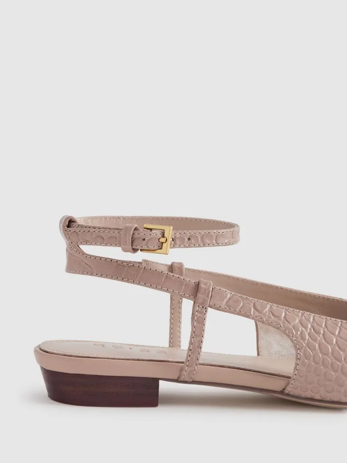 Women Reiss Flats Freya Leather Slingback Ballerina Flats Nude
