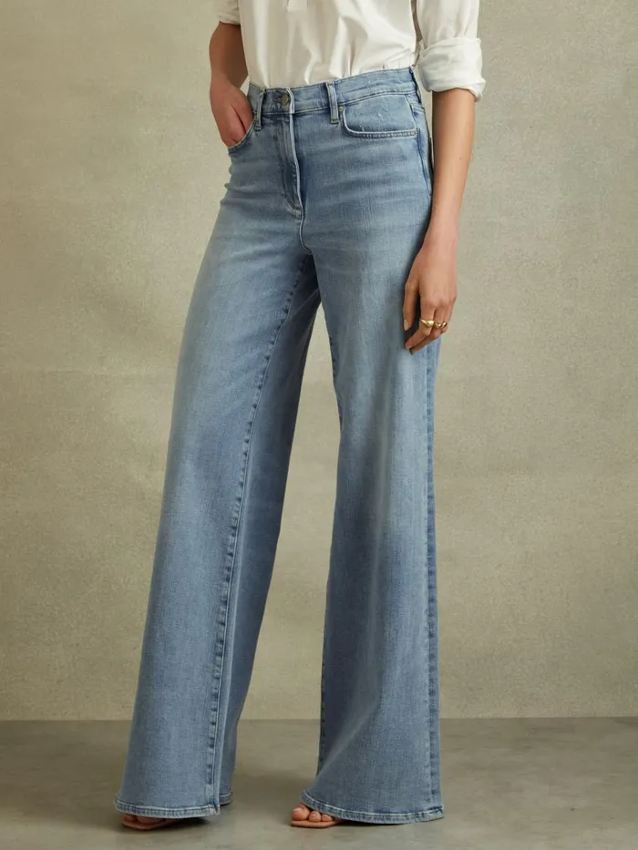 Women Reiss Jeans Ameria Palazzo Jeans Light Blue
