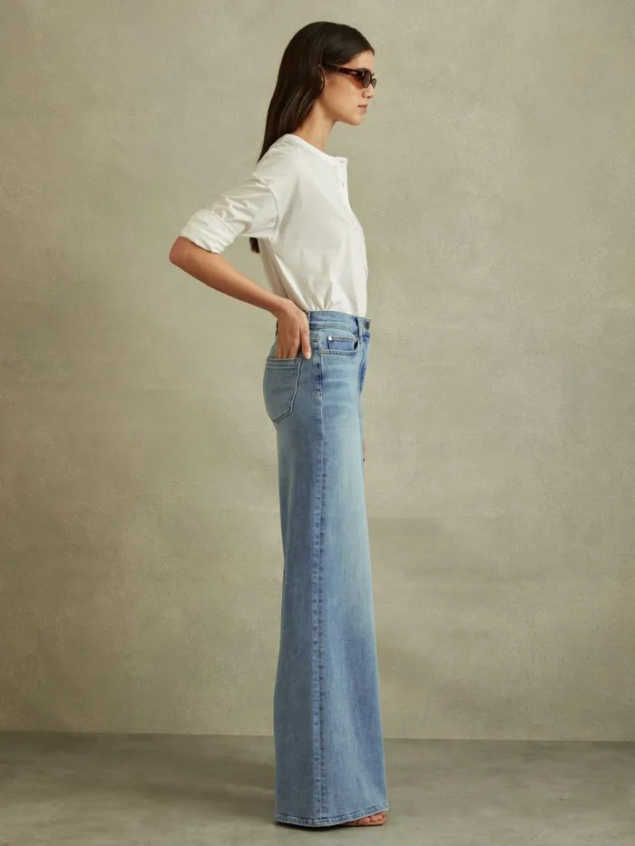 Women Reiss Jeans Ameria Palazzo Jeans Light Blue