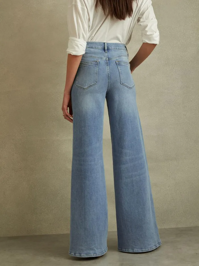 Women Reiss Jeans Ameria Palazzo Jeans Light Blue