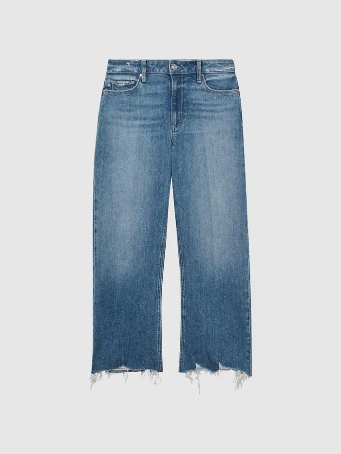 Women Reiss Jeans Cropped Distressed Hem Jeans Charming Blue