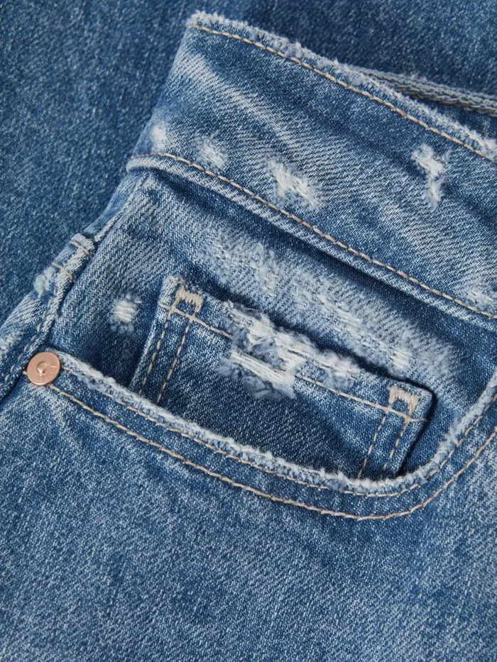 Women Reiss Jeans Cropped Distressed Hem Jeans Charming Blue