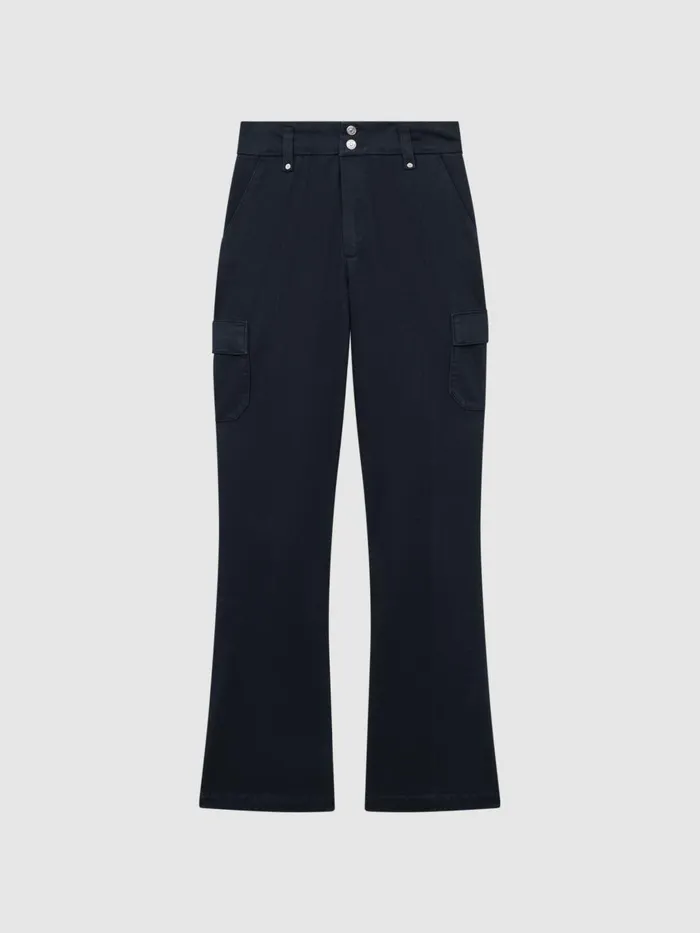 Women Reiss Jeans Flared Cargo Trousers Navy Skyline