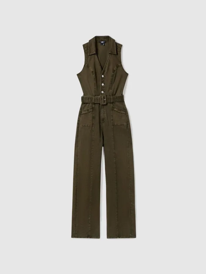 Women Reiss Jumpsuits and Playsuits Denim Jumpsuit Olive