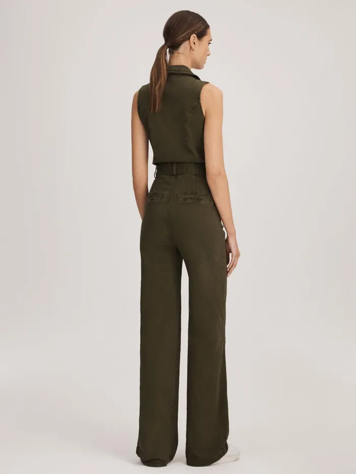 Women Reiss Jumpsuits and Playsuits Denim Jumpsuit Olive