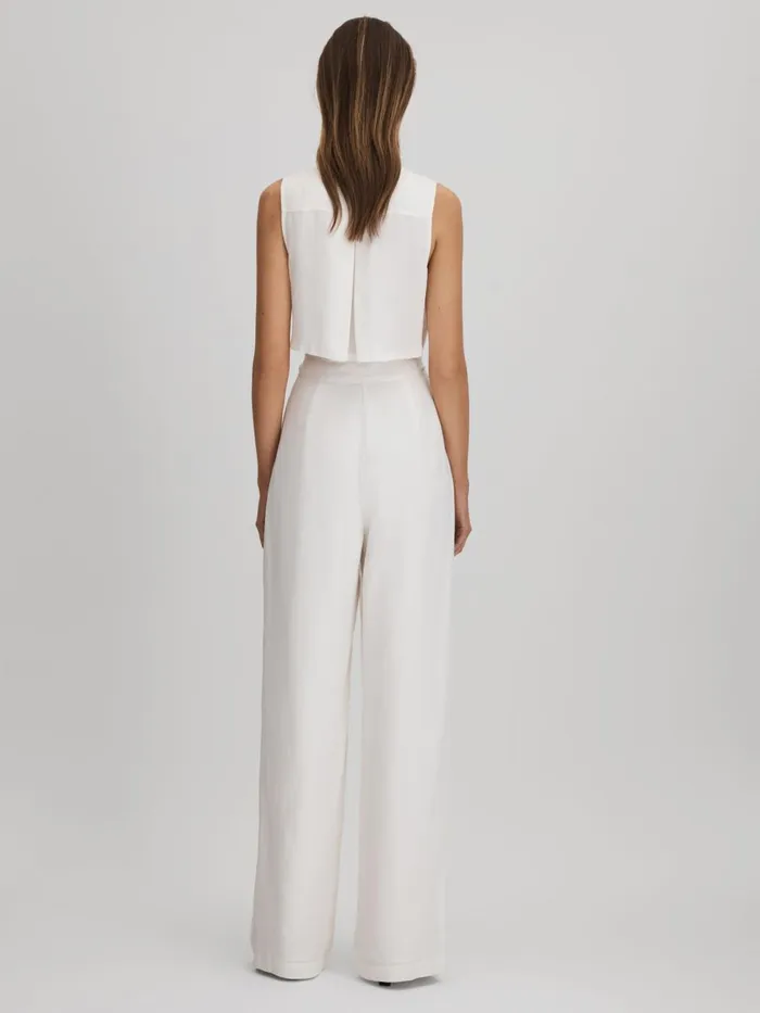 Women Reiss Jumpsuits and Playsuits Perla Belted Wide Leg Jumpsuit White