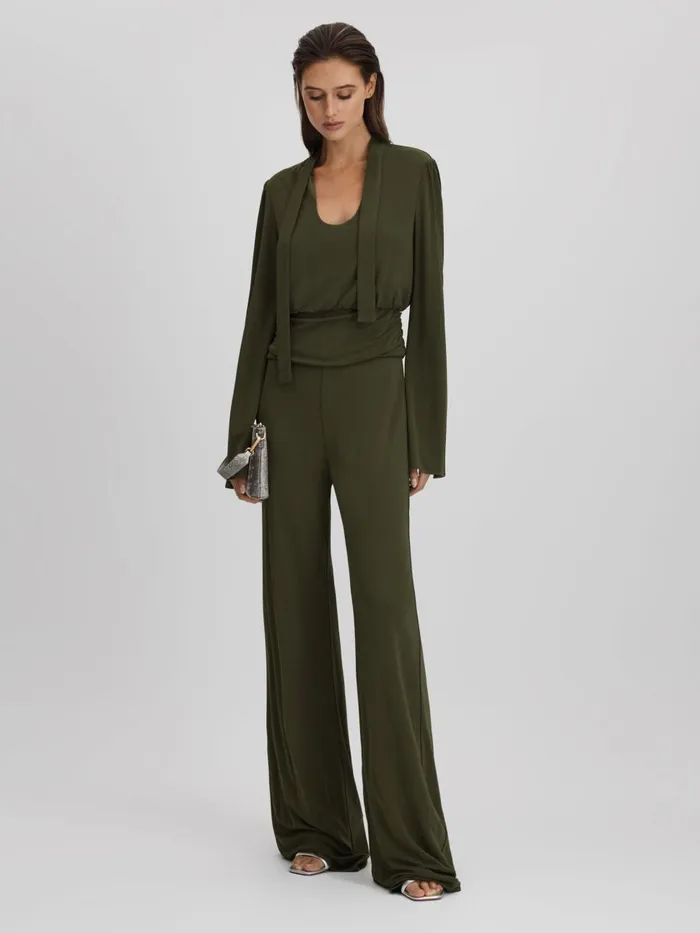 Women Reiss Jumpsuits and Playsuits Seaweed Wide Leg Jumpsuit Seaweed