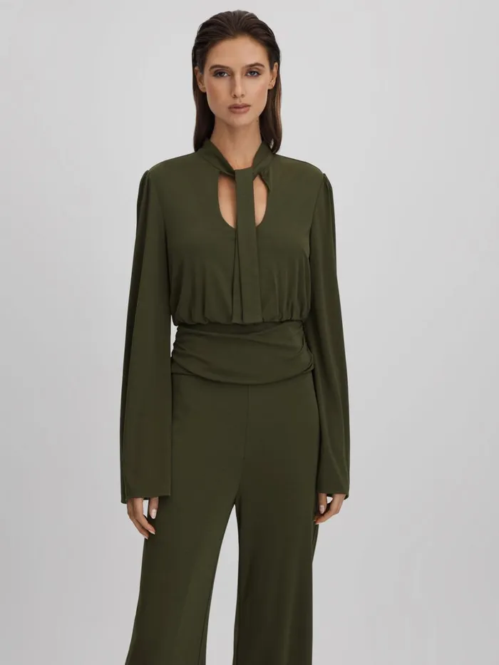 Women Reiss Jumpsuits and Playsuits Seaweed Wide Leg Jumpsuit Seaweed
