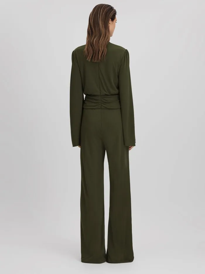 Women Reiss Jumpsuits and Playsuits Seaweed Wide Leg Jumpsuit Seaweed