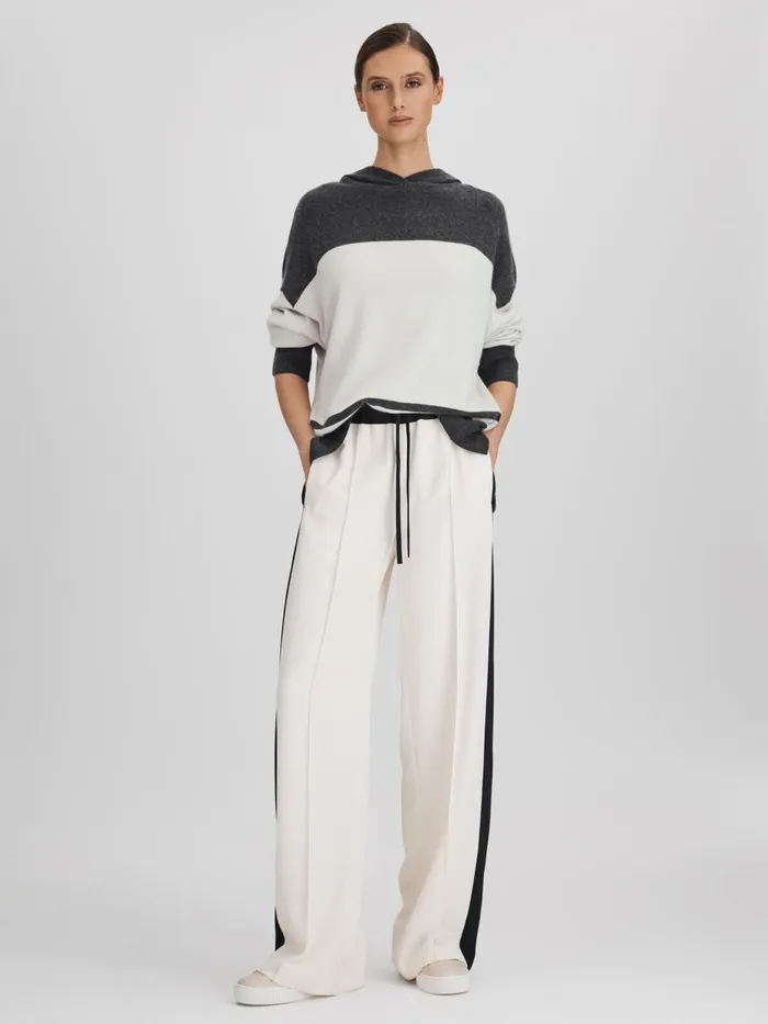 Women Reiss Knitwear Alex Wool Blend Striped Hoodie Charcoalivory