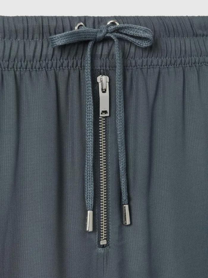 Women Reiss Pants Cameilla Drawstring ZipFront Wide Leg Trousers Blue
