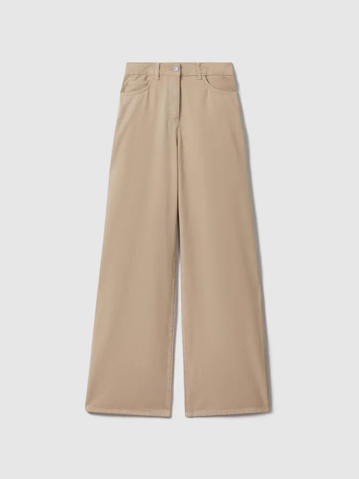 Women Reiss Pants Colorado Garment Dyed Wide Leg Trousers Light Camel