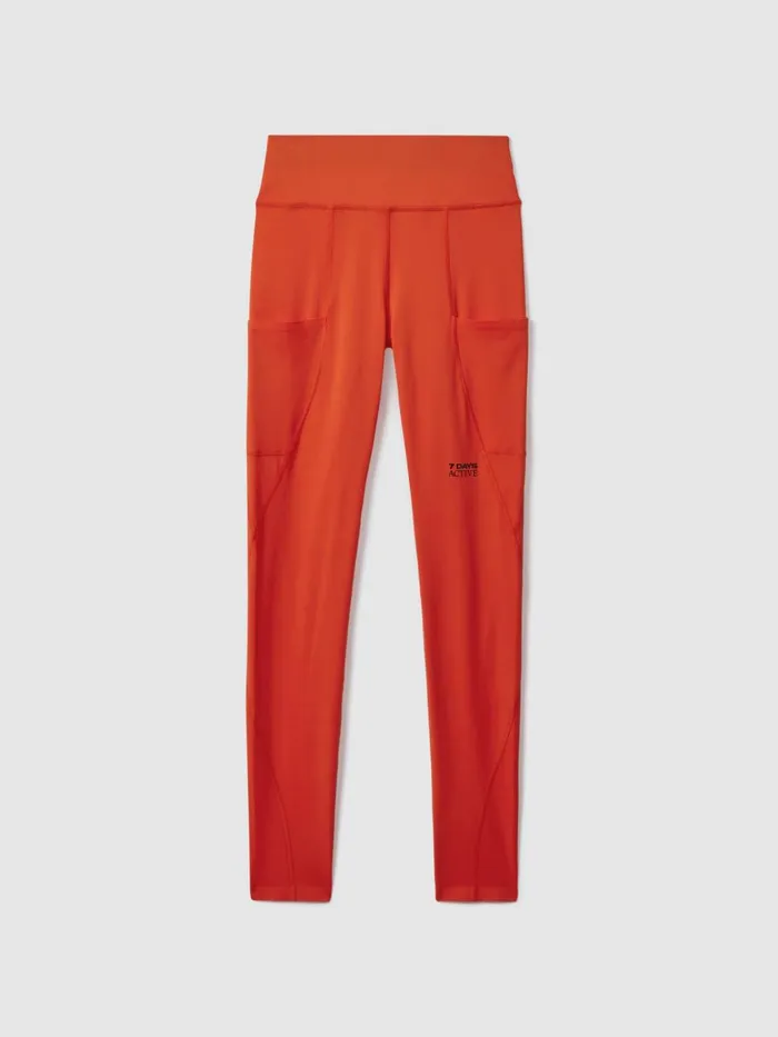 Women Reiss Pants Days Active High Rise Leggings Tomato Red