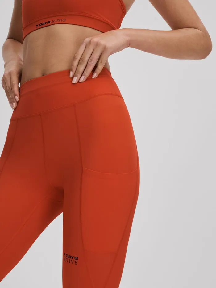 Women Reiss Pants Days Active High Rise Leggings Tomato Red