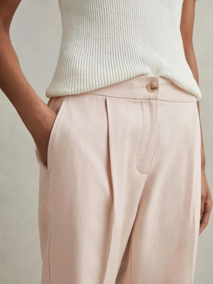 Women Reiss Pants Farrah Tapered Suit Trousers With TENCEL Fibers Pink