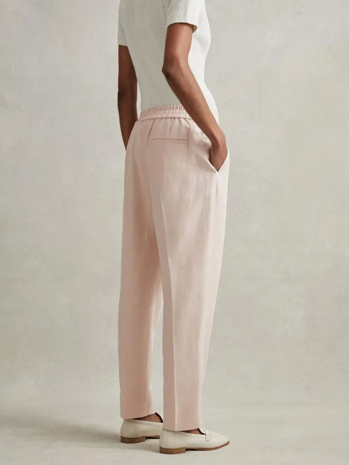 Women Reiss Pants Farrah Tapered Suit Trousers With TENCEL Fibers Pink