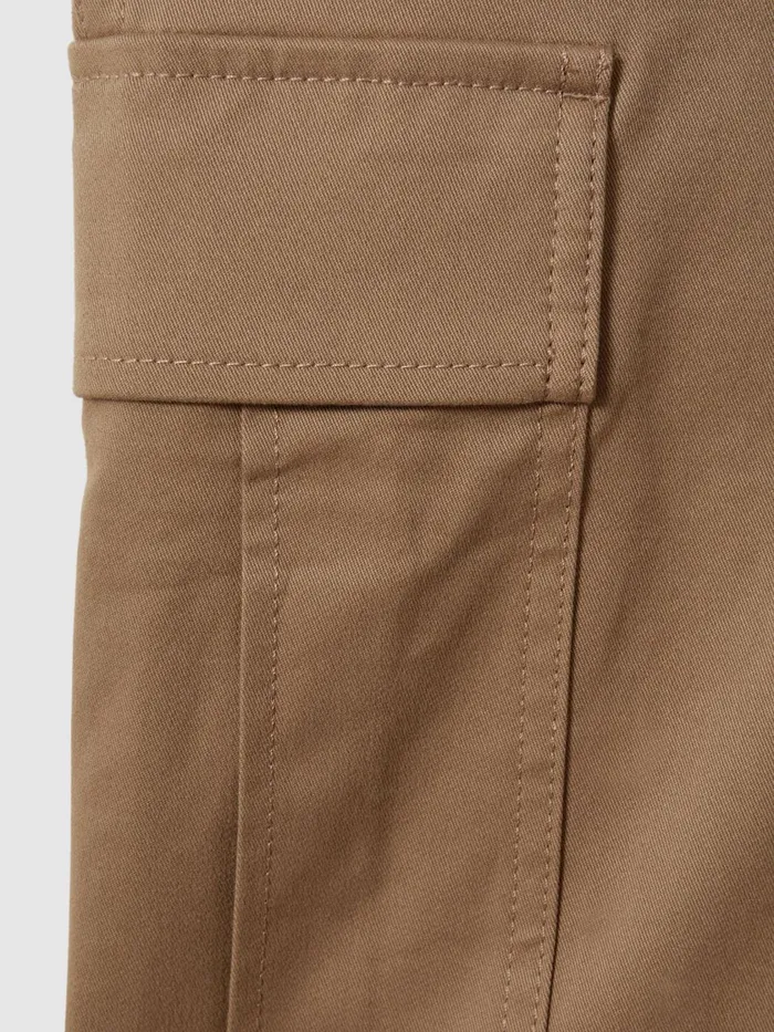Women Reiss Pants Malia Cotton Blend Wide Leg Cargo Trousers Camel
