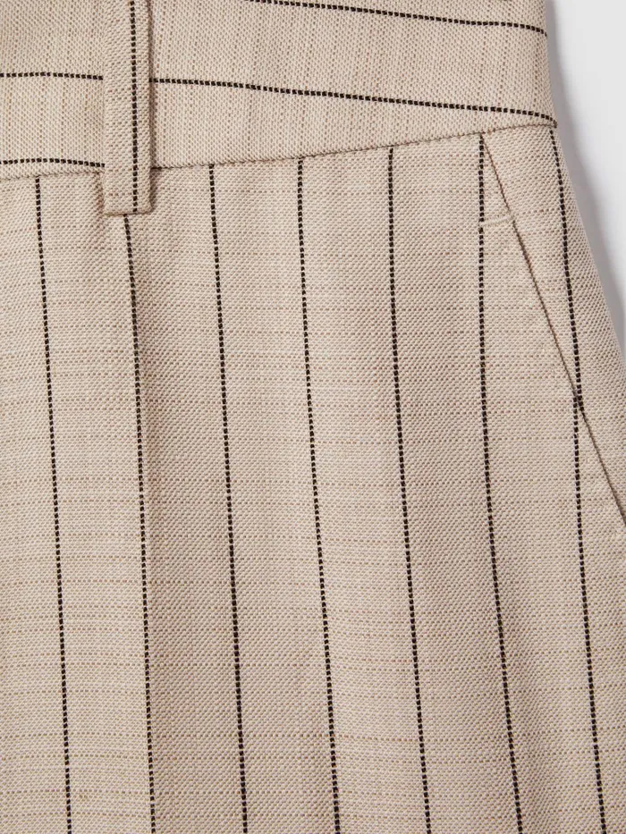 Women Reiss Pants Odette Wool Blend Striped Wide Leg Trousers Neutral