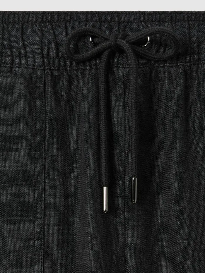 Women Reiss Pants Romie Drawstring Linen Trousers Charcoal