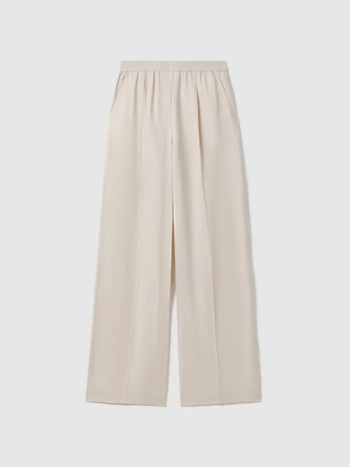 Women Reiss Pants Vera Lyocell Linen Wide Leg Trousers Oatmeal