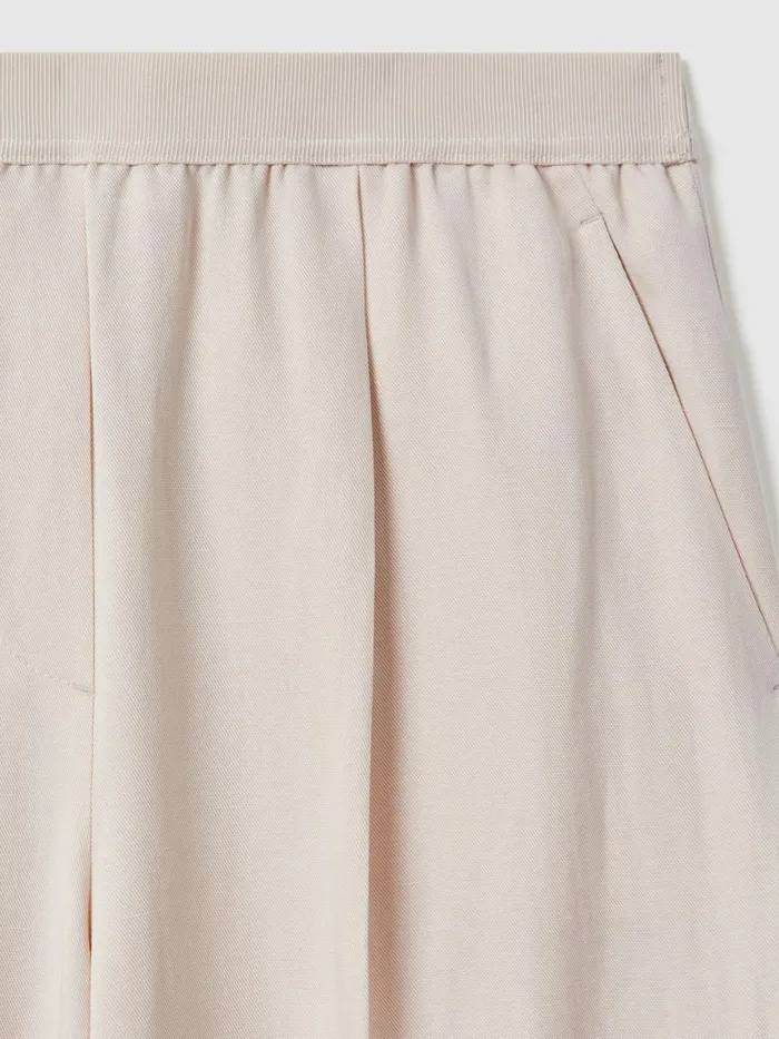 Women Reiss Pants Vera Lyocell Linen Wide Leg Trousers Oatmeal
