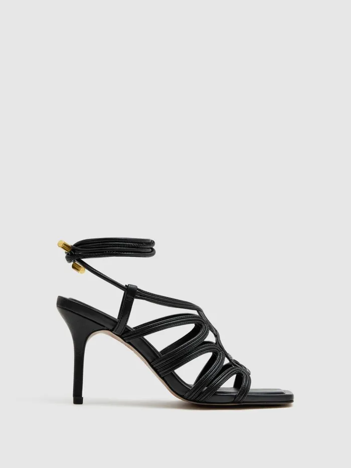 Women Reiss Sandals Keira Strappy Open Toe Heeled Sandals Black