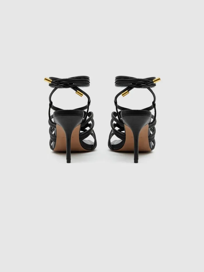 Women Reiss Sandals Keira Strappy Open Toe Heeled Sandals Black