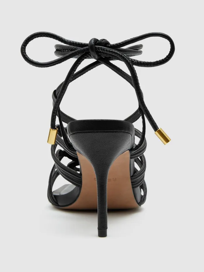Women Reiss Sandals Keira Strappy Open Toe Heeled Sandals Black