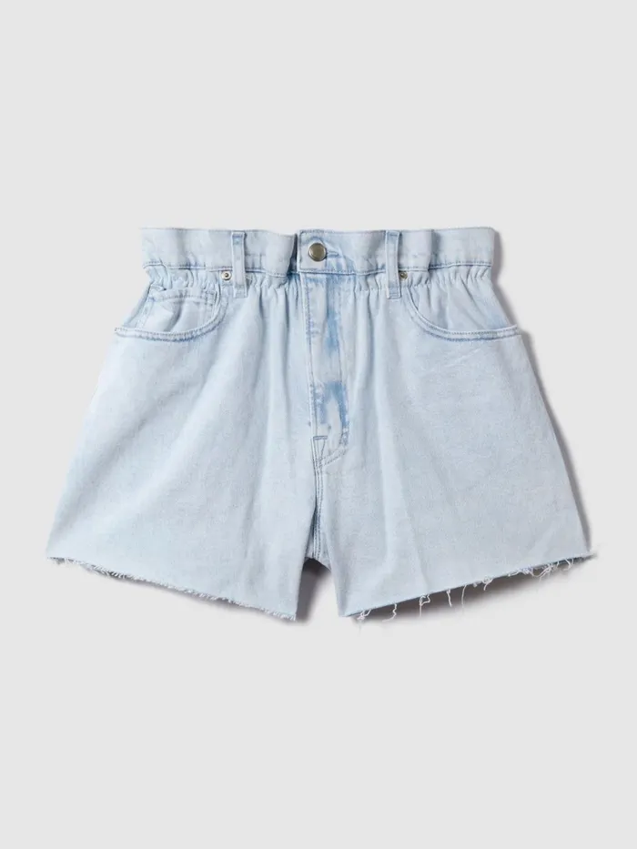 Women Reiss Shorts American Good American Elasticated Waist Distressed Denim Shorts Light Blue